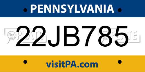 22JB785 Pennsylvania License Plate