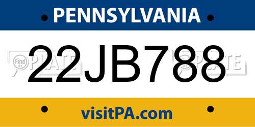 22JB788 Pennsylvania License Plate