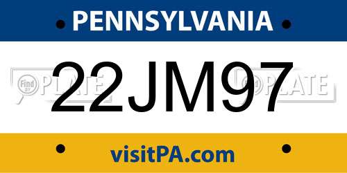 22JM97 Pennsylvania License Plate