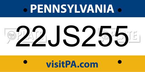 22JS255 Pennsylvania License Plate