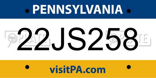 22JS258 Pennsylvania License Plate