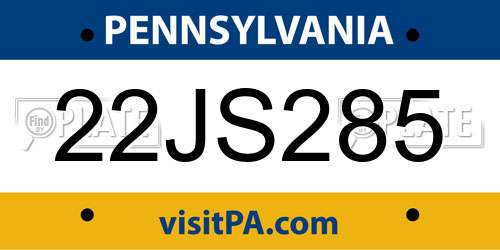 22JS285 Pennsylvania License Plate