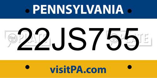 22JS755 Pennsylvania License Plate