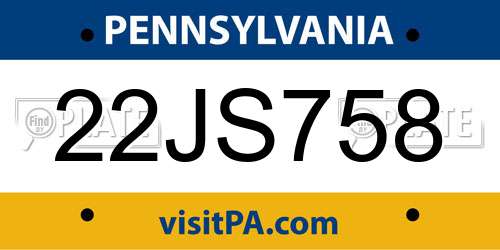 22JS758 Pennsylvania License Plate