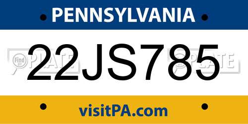 22JS785 Pennsylvania License Plate