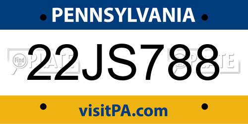 22JS788 Pennsylvania License Plate