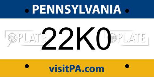 22K0 Pennsylvania License Plate