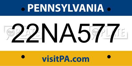 22NA577 Pennsylvania License Plate