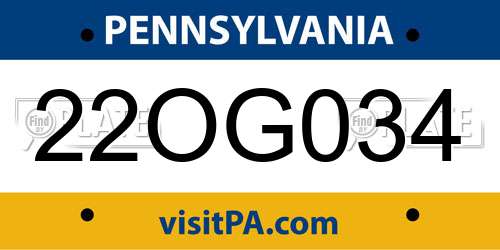 22OG034 Pennsylvania License Plate