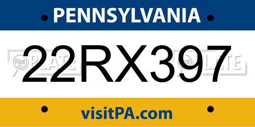 22RX397 Pennsylvania License Plate