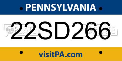 22SD266 Pennsylvania License Plate