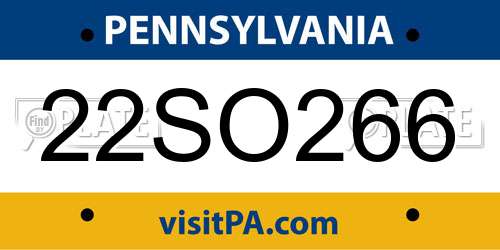 22SO266 Pennsylvania License Plate