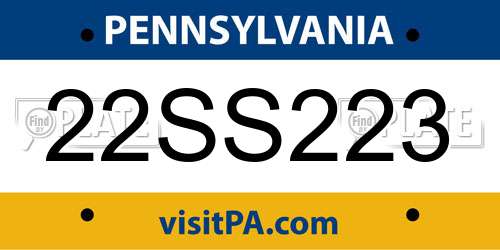 22SS223 Pennsylvania License Plate