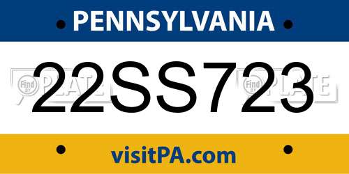 22SS723 Pennsylvania License Plate