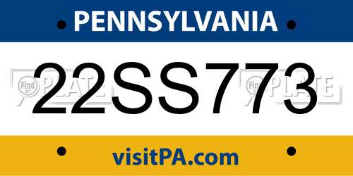 22SS773 Pennsylvania License Plate