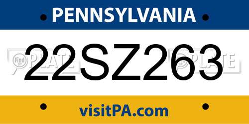 22SZ263 Pennsylvania License Plate