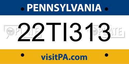 22TI313 Pennsylvania License Plate