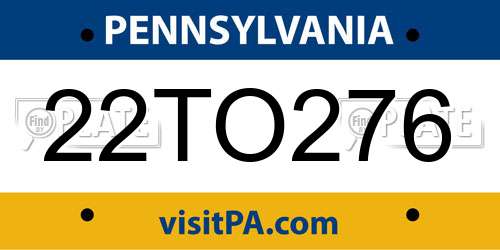 22TO276 Pennsylvania License Plate
