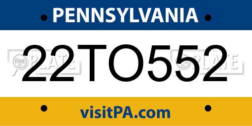 22TO552 Pennsylvania License Plate
