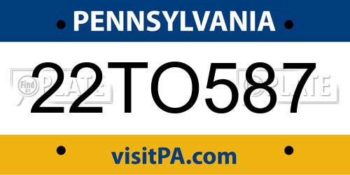 22TO587 Pennsylvania License Plate