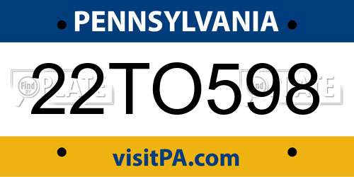 22TO598 Pennsylvania License Plate