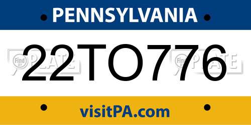 22TO776 Pennsylvania License Plate