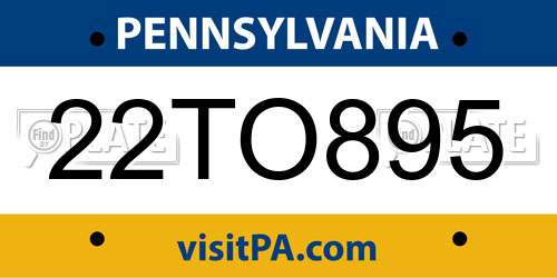 22TO895 Pennsylvania License Plate