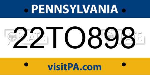 22TO898 Pennsylvania License Plate