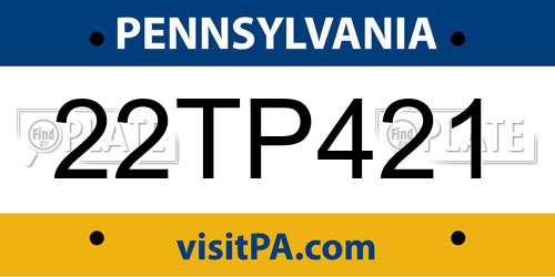 22TP421 Pennsylvania License Plate