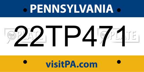 22TP471 Pennsylvania License Plate