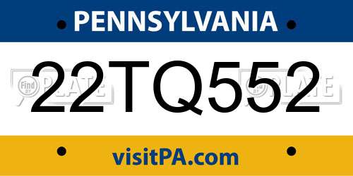 22TQ552 Pennsylvania License Plate