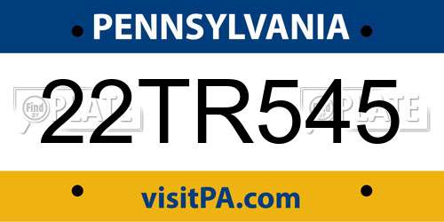 22TR545 Pennsylvania License Plate