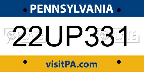 22UP331 Pennsylvania License Plate