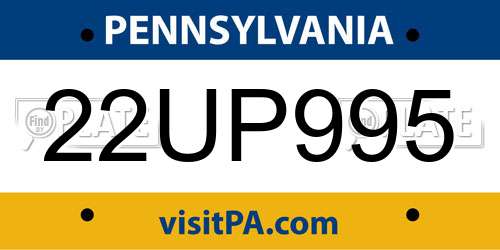 22UP995 Pennsylvania License Plate