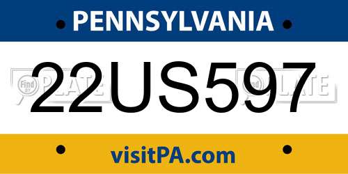 22US597 Pennsylvania License Plate