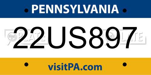 22US897 Pennsylvania License Plate