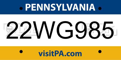 22WG985 Pennsylvania License Plate