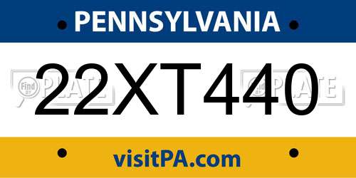 22XT440 Pennsylvania License Plate