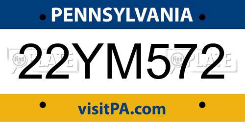 22YM572 Pennsylvania License Plate