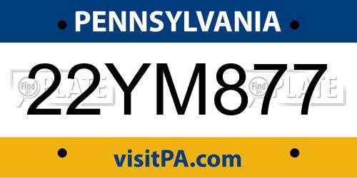 22YM877 Pennsylvania License Plate