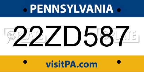 22ZD587 Pennsylvania License Plate