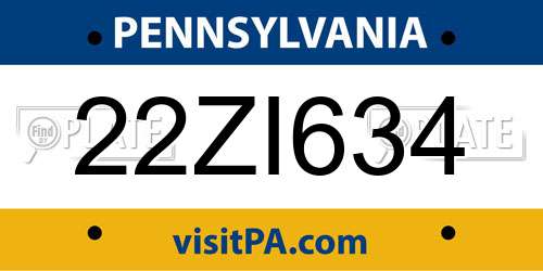 22ZI634 Pennsylvania License Plate