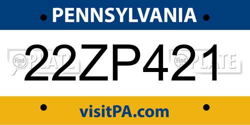 22ZP421 Pennsylvania License Plate