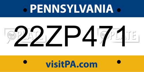 22ZP471 Pennsylvania License Plate