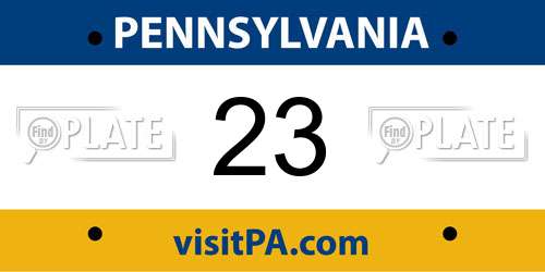 23 Pennsylvania License Plate