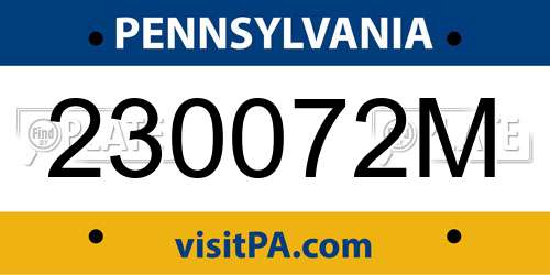 230072M Pennsylvania License Plate