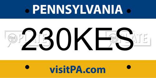 230KES Pennsylvania License Plate