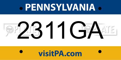 2311GA Pennsylvania License Plate