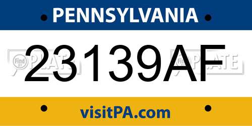 23139AF Pennsylvania License Plate