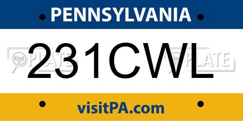 231CWL Pennsylvania License Plate